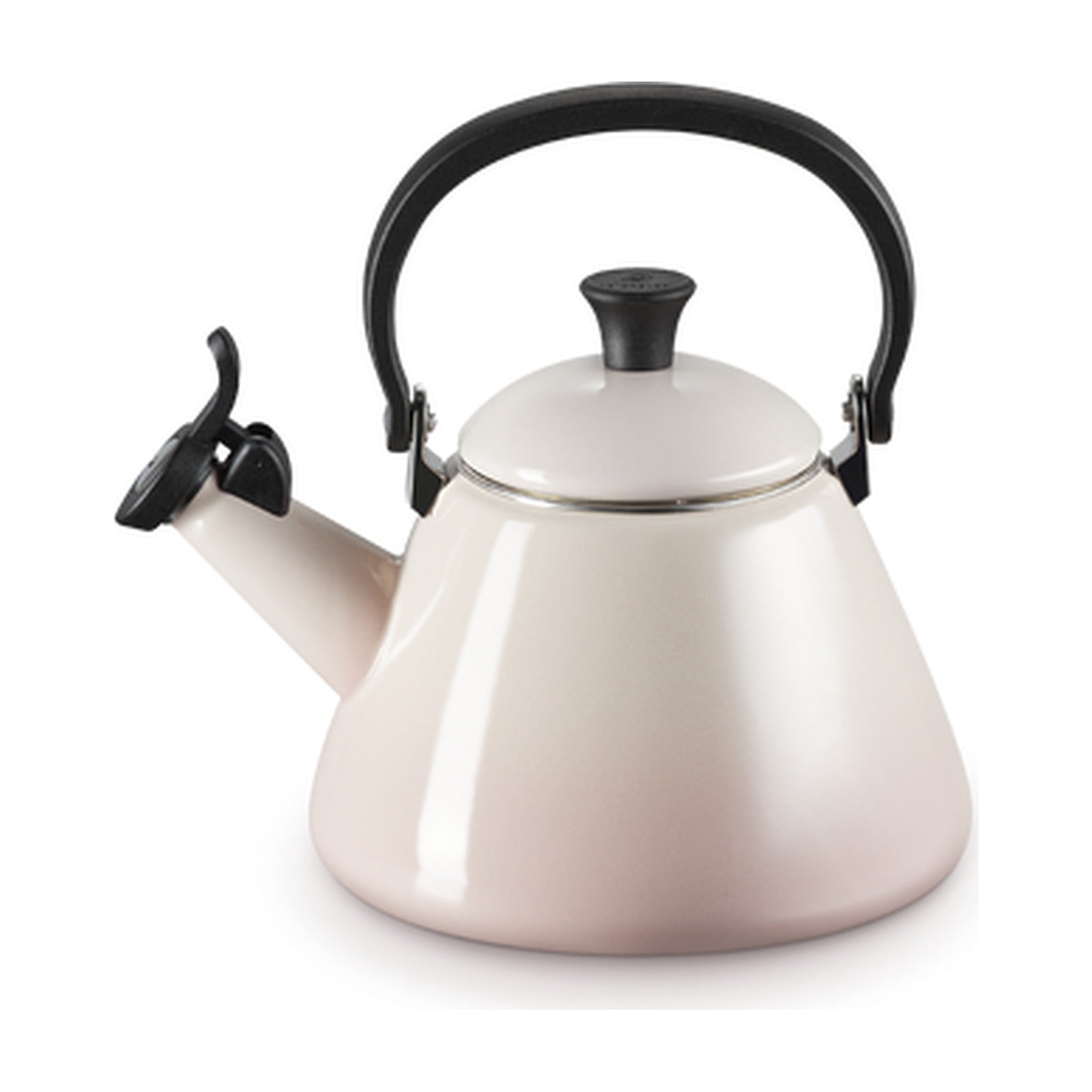 Le Creuset Kone Fluitketel Shell Pink - 1,6 liter op witte achtergrond