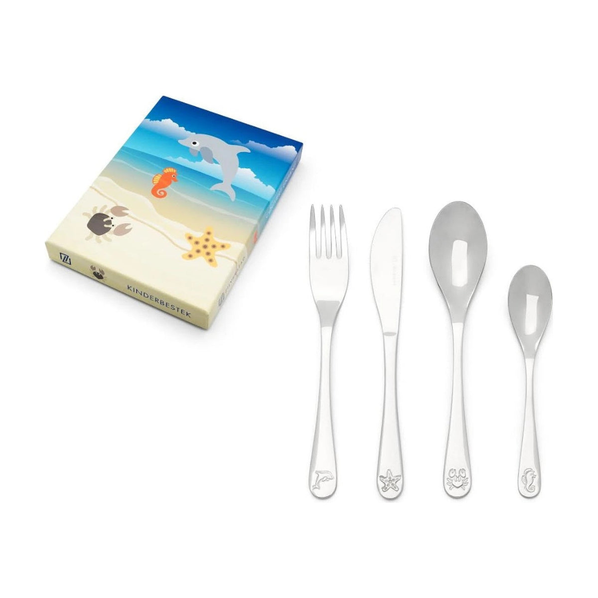 de geschenkdoos met het vierdelige bestek ernaast uitgelegd