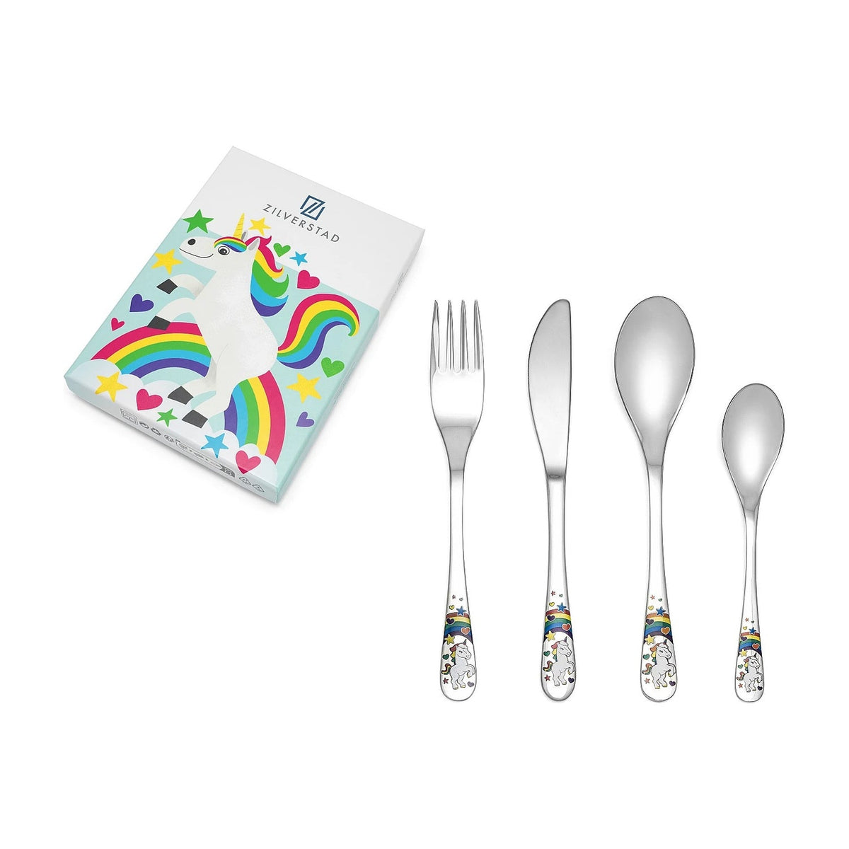 de geschenkdoos met het vierdelige bestek ernaast uitgelegd