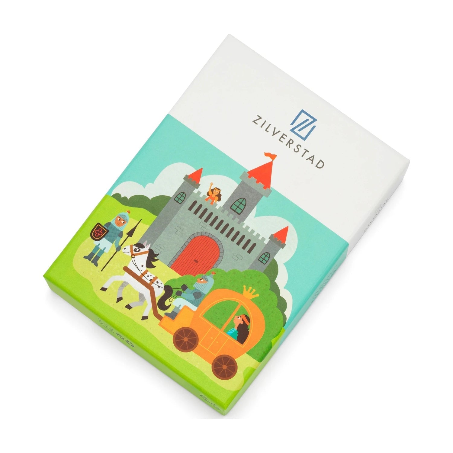 geschenkdoos met een kasteel, ridder en prinses
