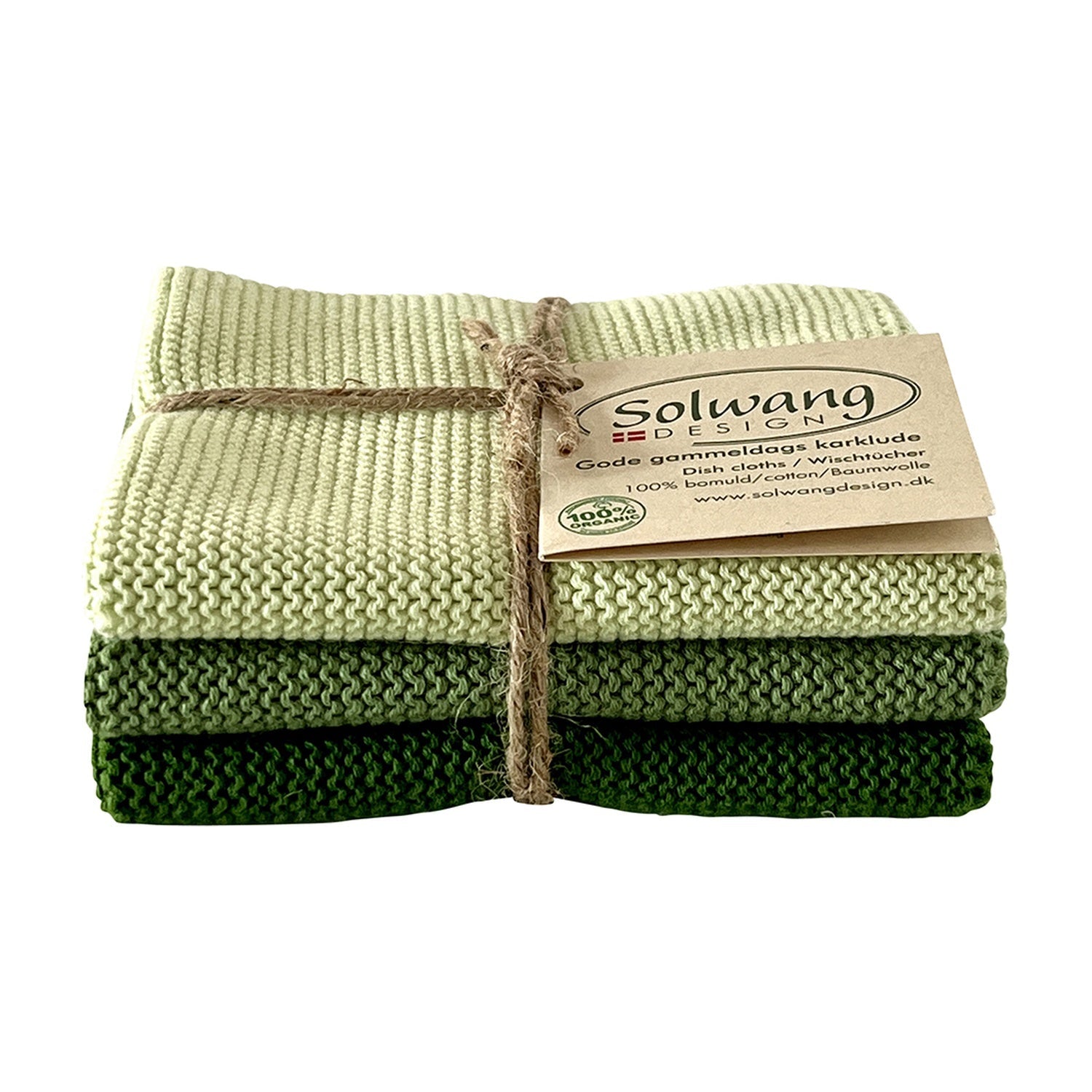 Solwang Design Vaatdoekjes set van 3 - Forest Groen Combi op witte achtergrond