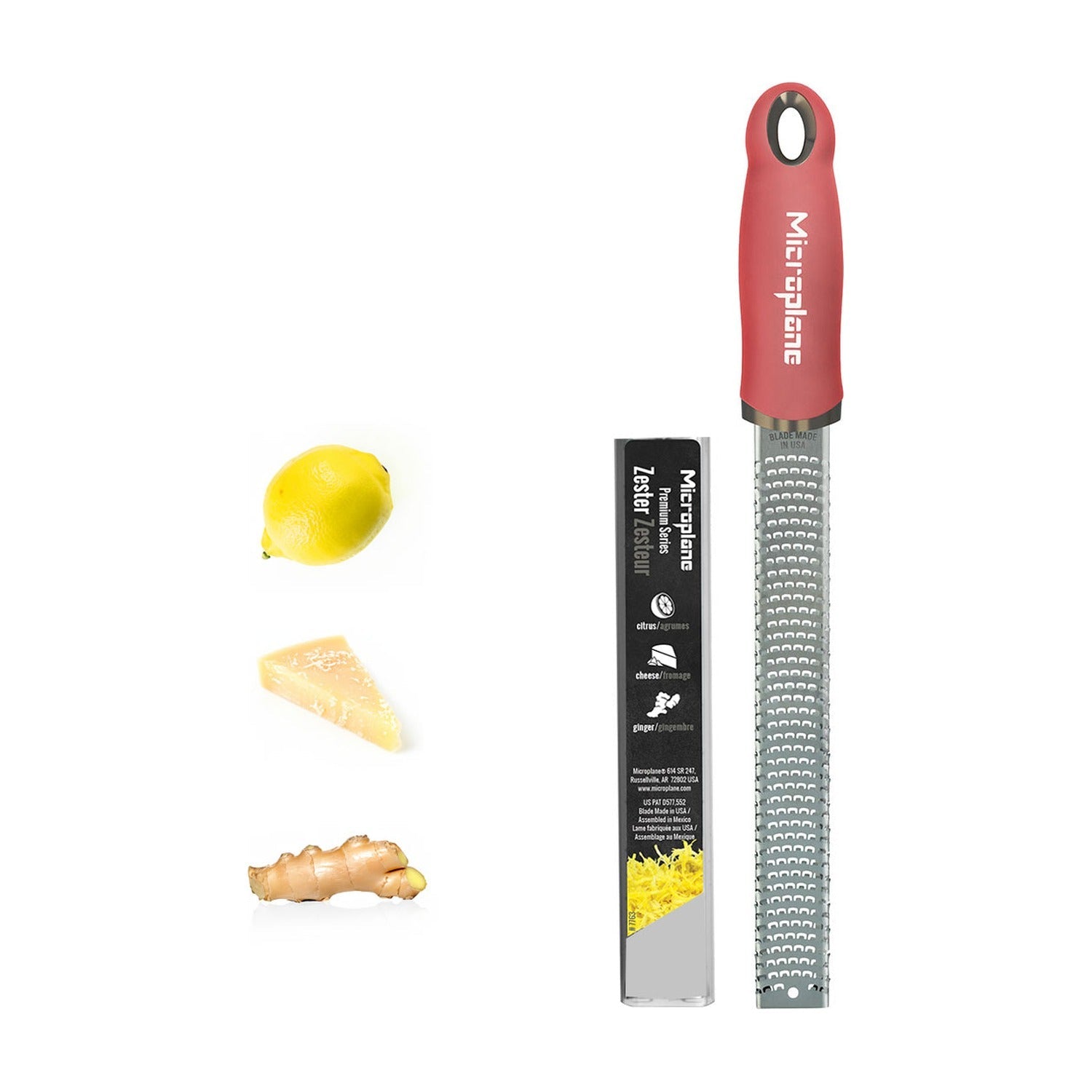 Microplane Premium Zesteur - Lipstick Pink op witte achtergrond