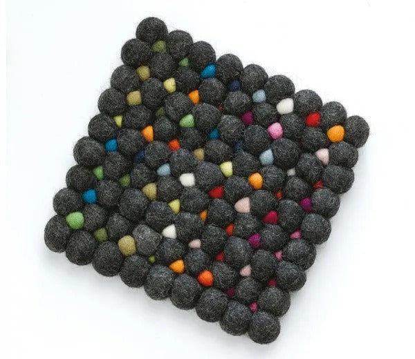 Cilio Lana Onderzetter Zwart Multicolor - 21 x 21 cm op witte achtergrond