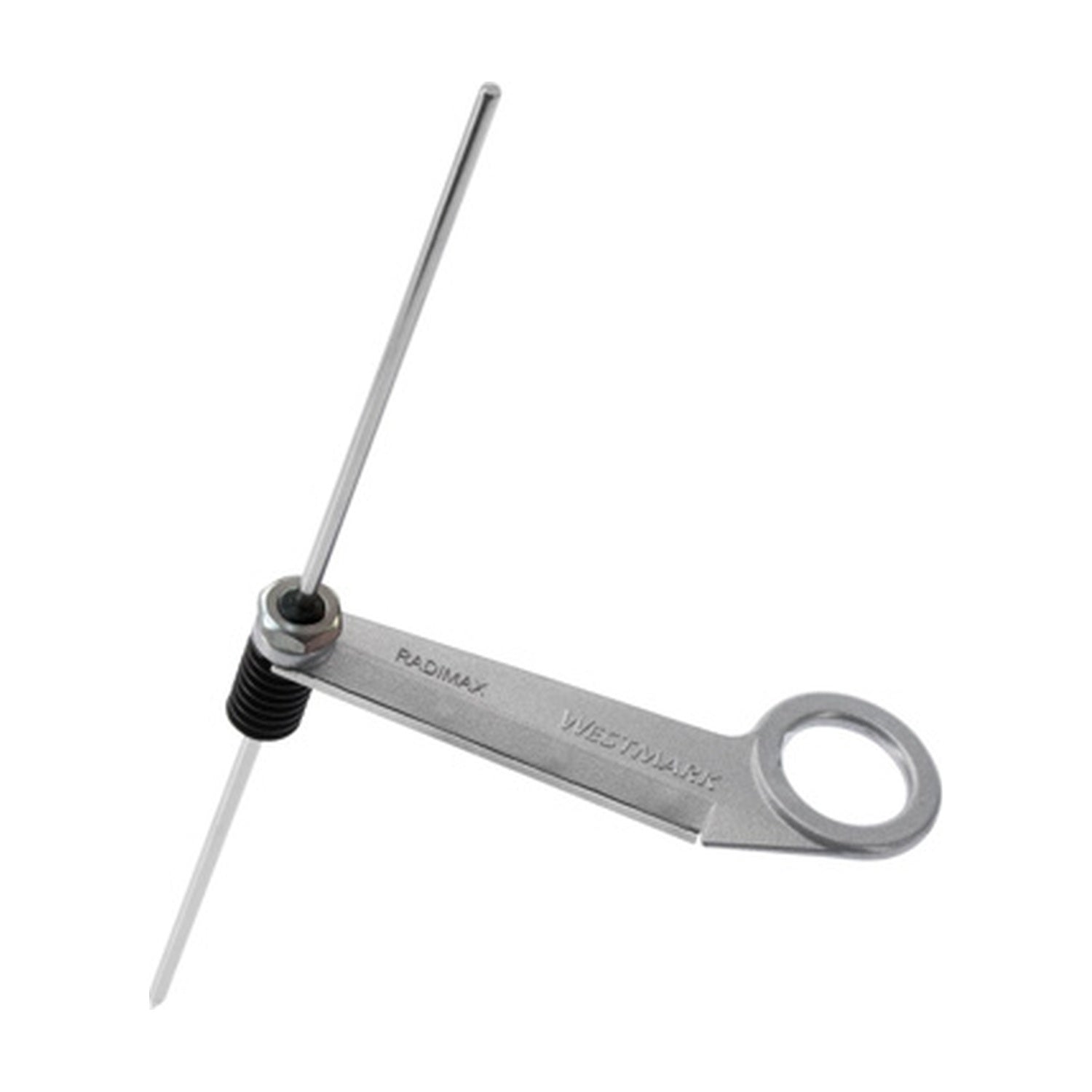 Westmark Radimax Spiraalsnijder, zilverkleurig rvs snijgereedschap met ring, diagonaal