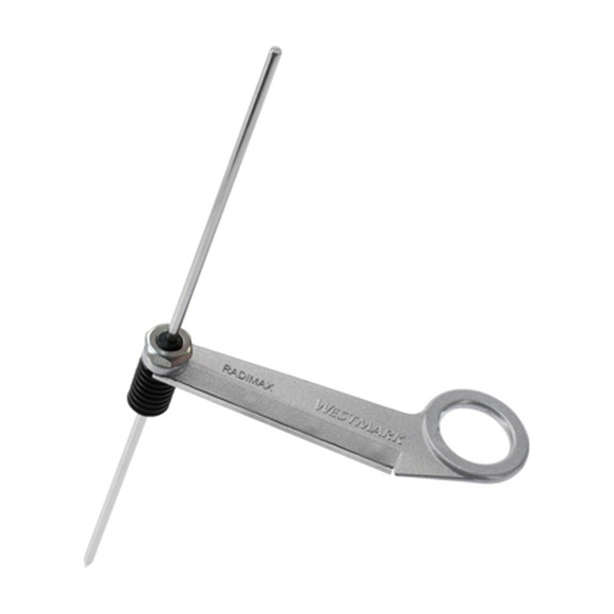 Westmark Radimax Spiraalsnijder, zilverkleurig rvs snijgereedschap met ring, diagonaal