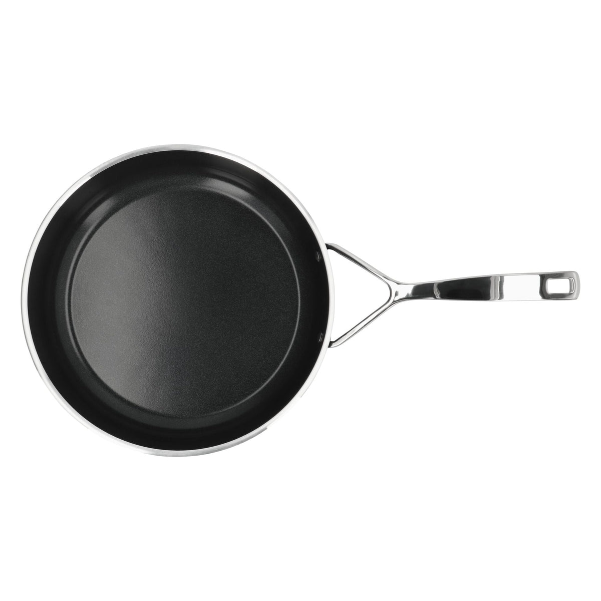 Bovenaanzicht van de lege Demeyere Alu Pro 5 Ceraforce Hapjespan 28 cm met de zwarte anti-aanbaklaag