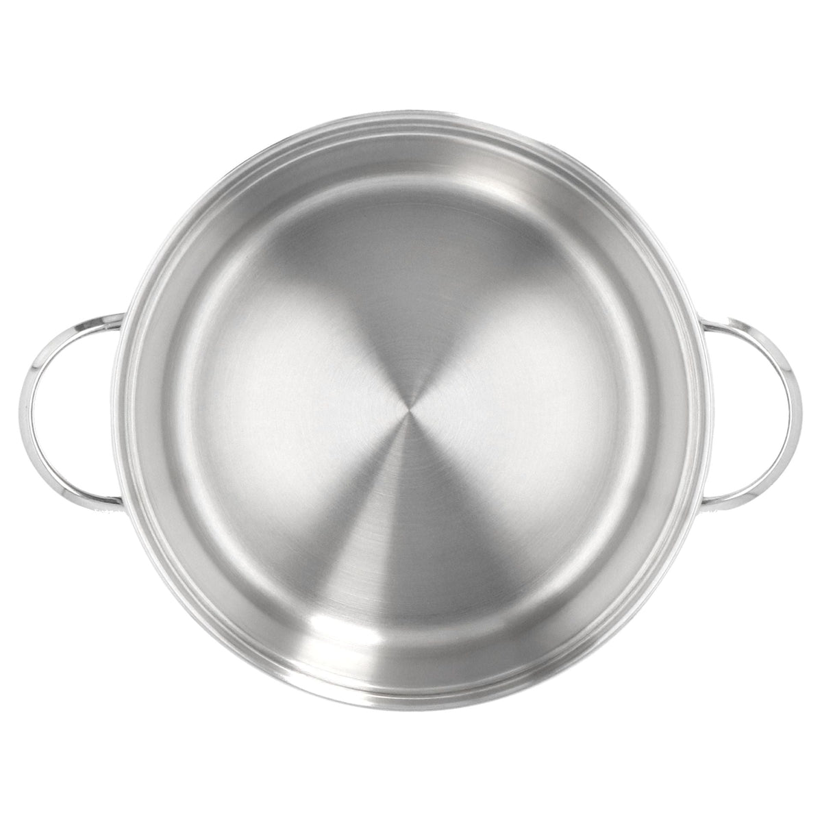 Bovenaanzicht van de lege Demeyere Specialities 3 Mosselpan 20 cm met de twee handvatten