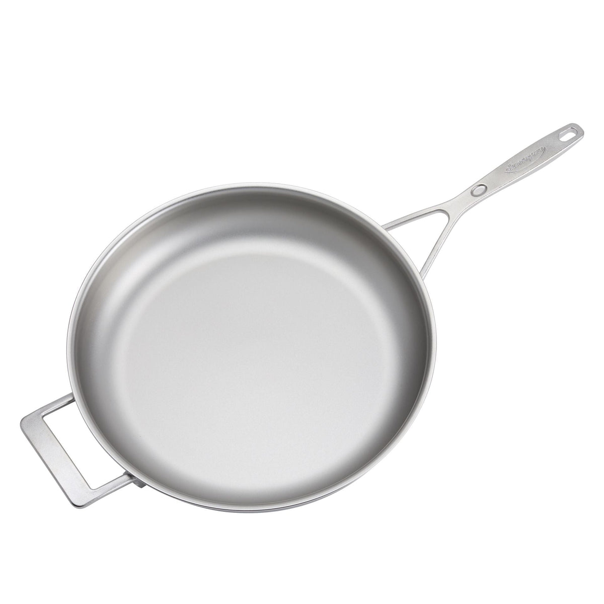 Bovenaanzicht van de lege Demeyere Industry 5 Koekenpan NanoTouch 32 cm op witte achtergrond