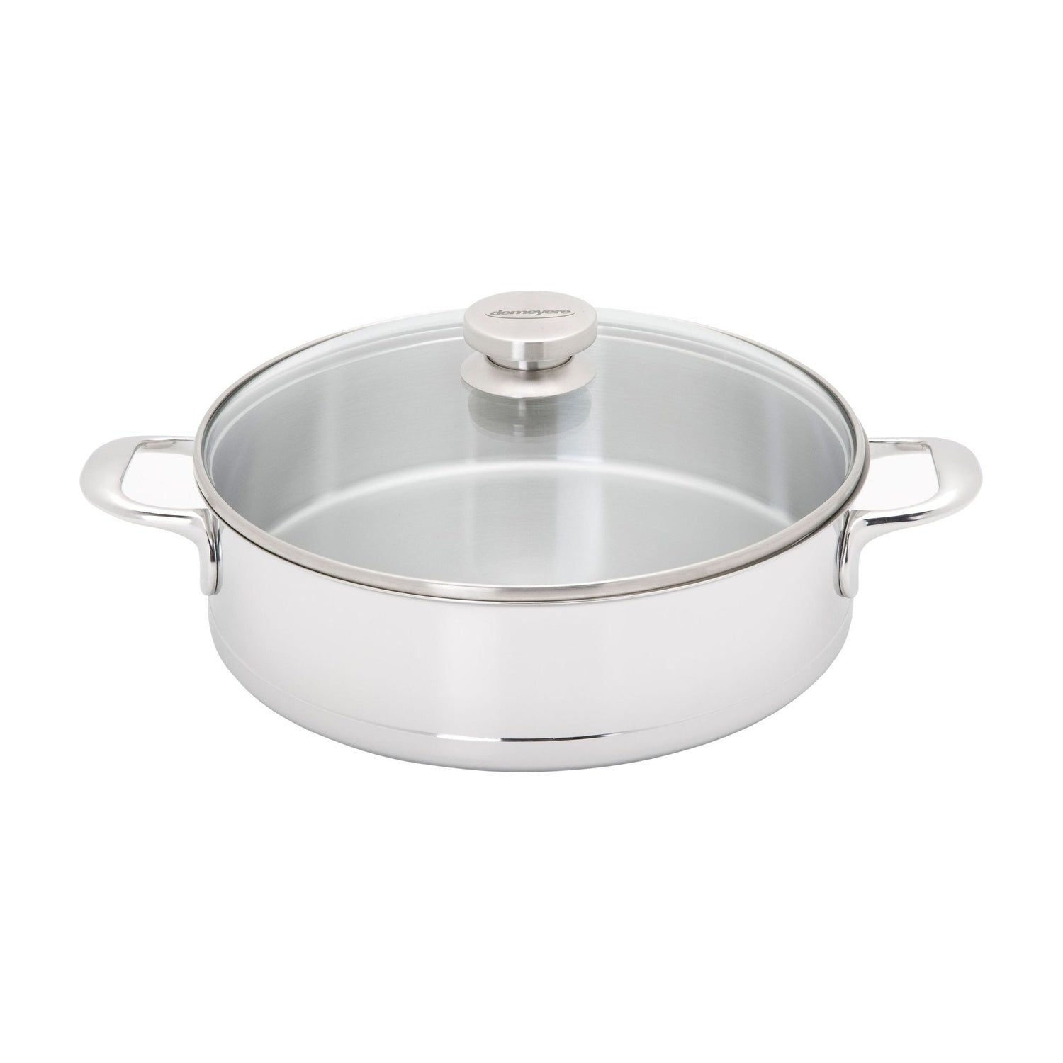 Demeyere Fusion 7 Hapjespan met Glasdeksel - 28 cm op witte achtergrond