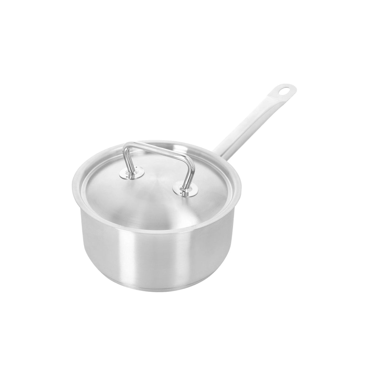 Demeyere Classic Pro 3 Steelpan 14 cm met deksel, gesloten op witte achtergrond