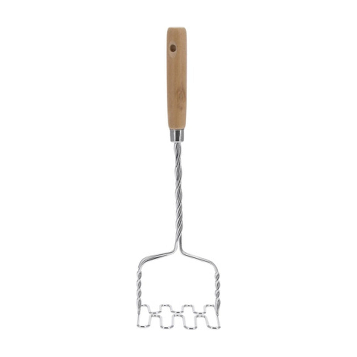 Westmark Woody Aardappelstamper, houten handvat met gedraaide metalen steel, rechtop
