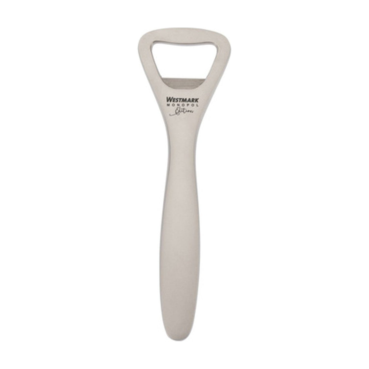 Westmark Linea Flesopener, zandkleurig, druppelvormige opener met driehoekige opening op witte achtergrond