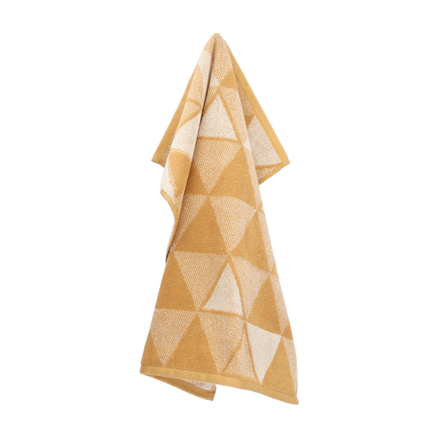 Bunzlau Castle Keukendoek - Triangles Geel op witte achtergrond