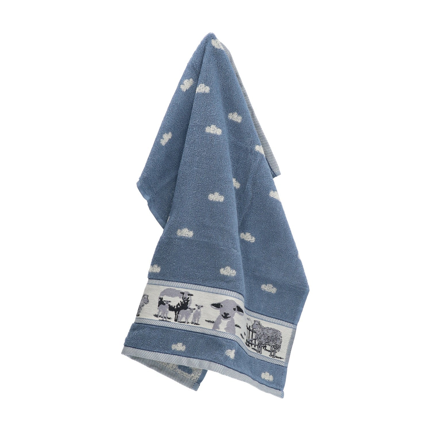 Bunzlau Castle Keukendoek - Schaap Grijs/Blauw op witte achtergrond