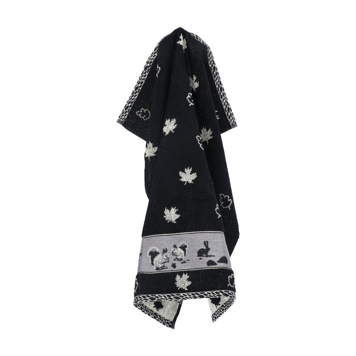 Bunzlau Castle Keukendoek - Forest Animals Zwart op witte achtergrond