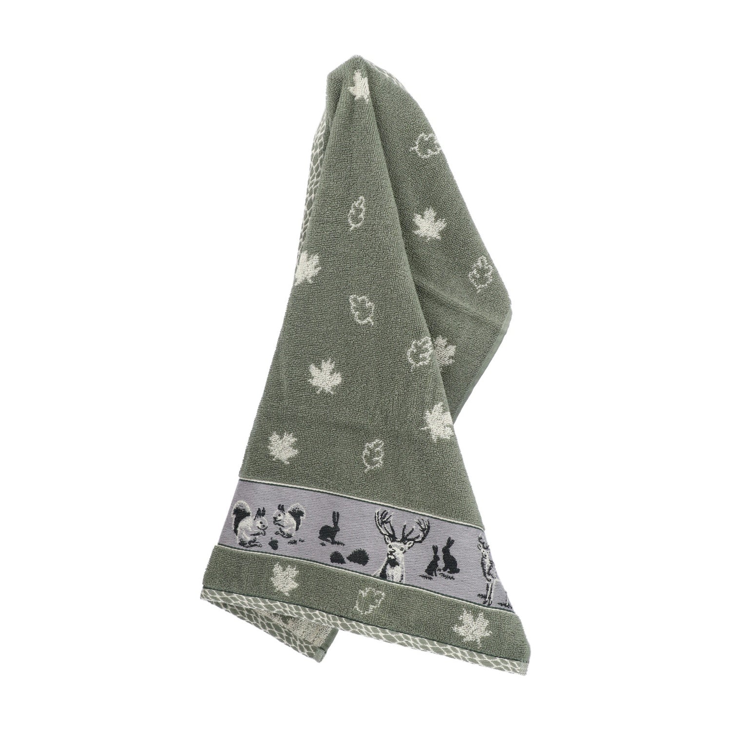 Bunzlau Castle Keukendoek - Forest Animals Groen op witte achtergrond