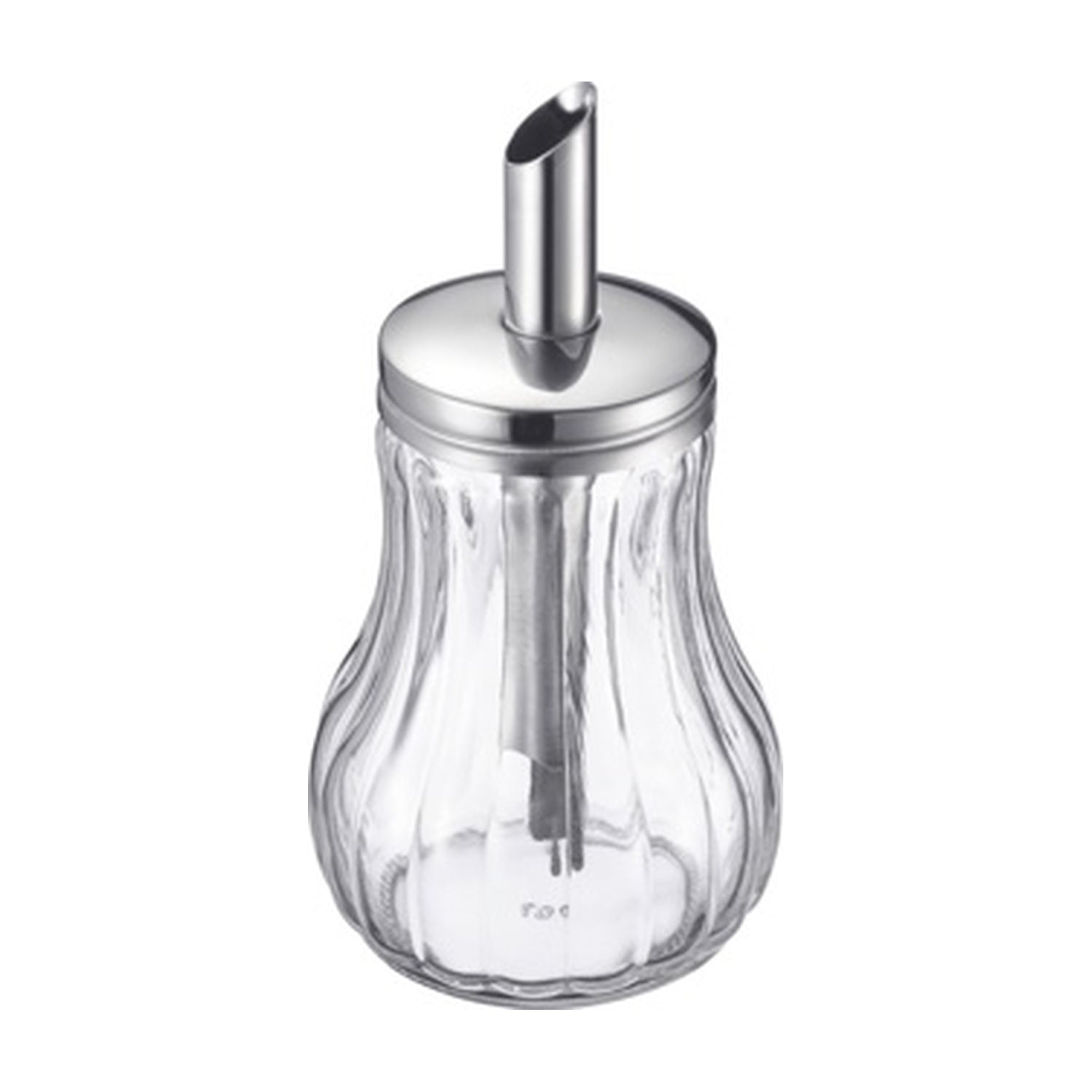 Westmark Berlin Suikerdispenser, transparant glas met geribbelde buik en RVS deksel