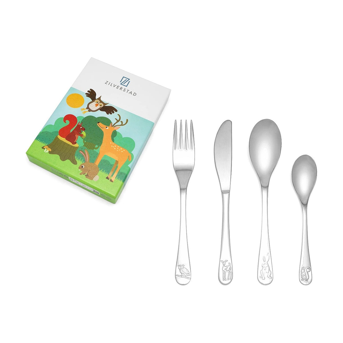 de geschenkdoos met het vierdelige bestek ernaast uitgelegd