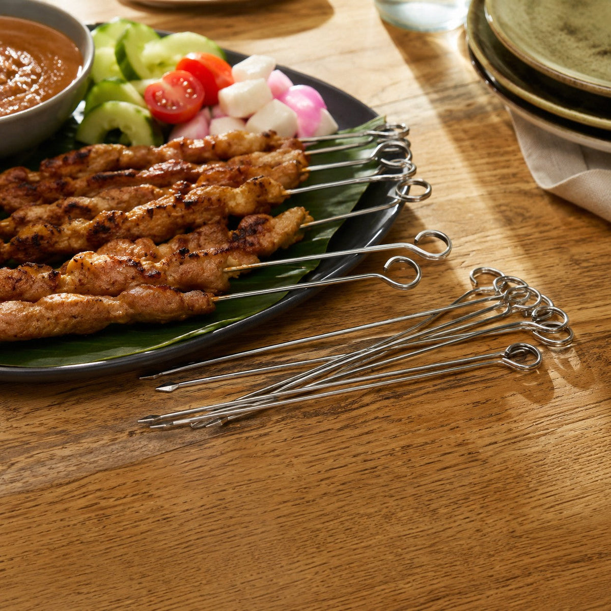 Woerdman BBQ Spiesen RVS 12 Stuks - 22 cm - sfeerbeeld