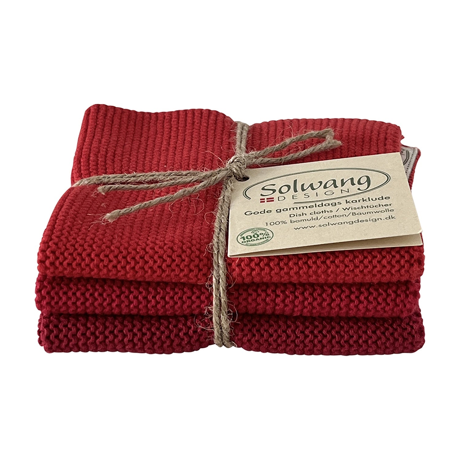 Solwang Design Vaatdoekjes set van 3 - Rood Combi op witte achtergrond