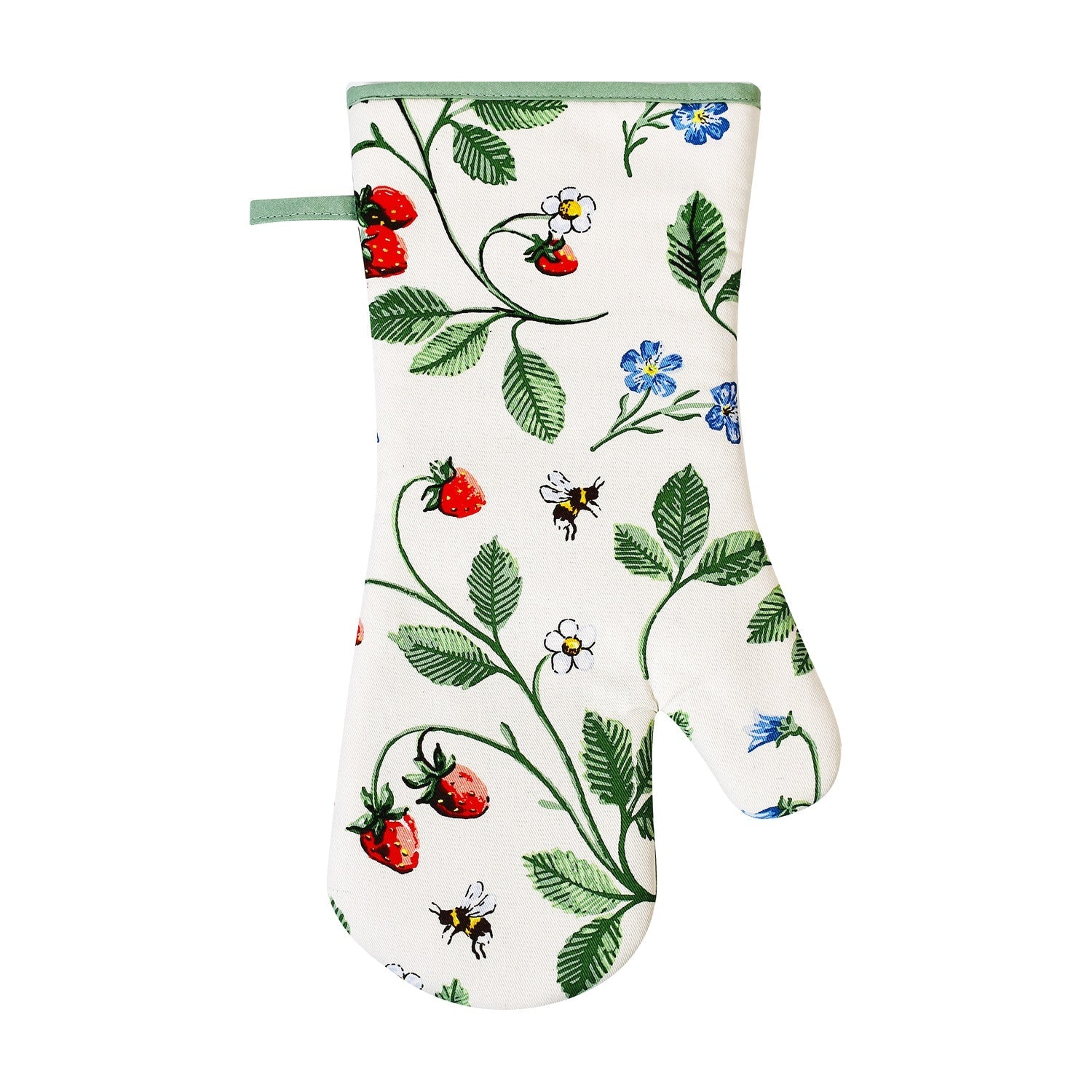 Ulster Weavers Ovenwant Katoen - Strawberry Patch op witte achtergrond
