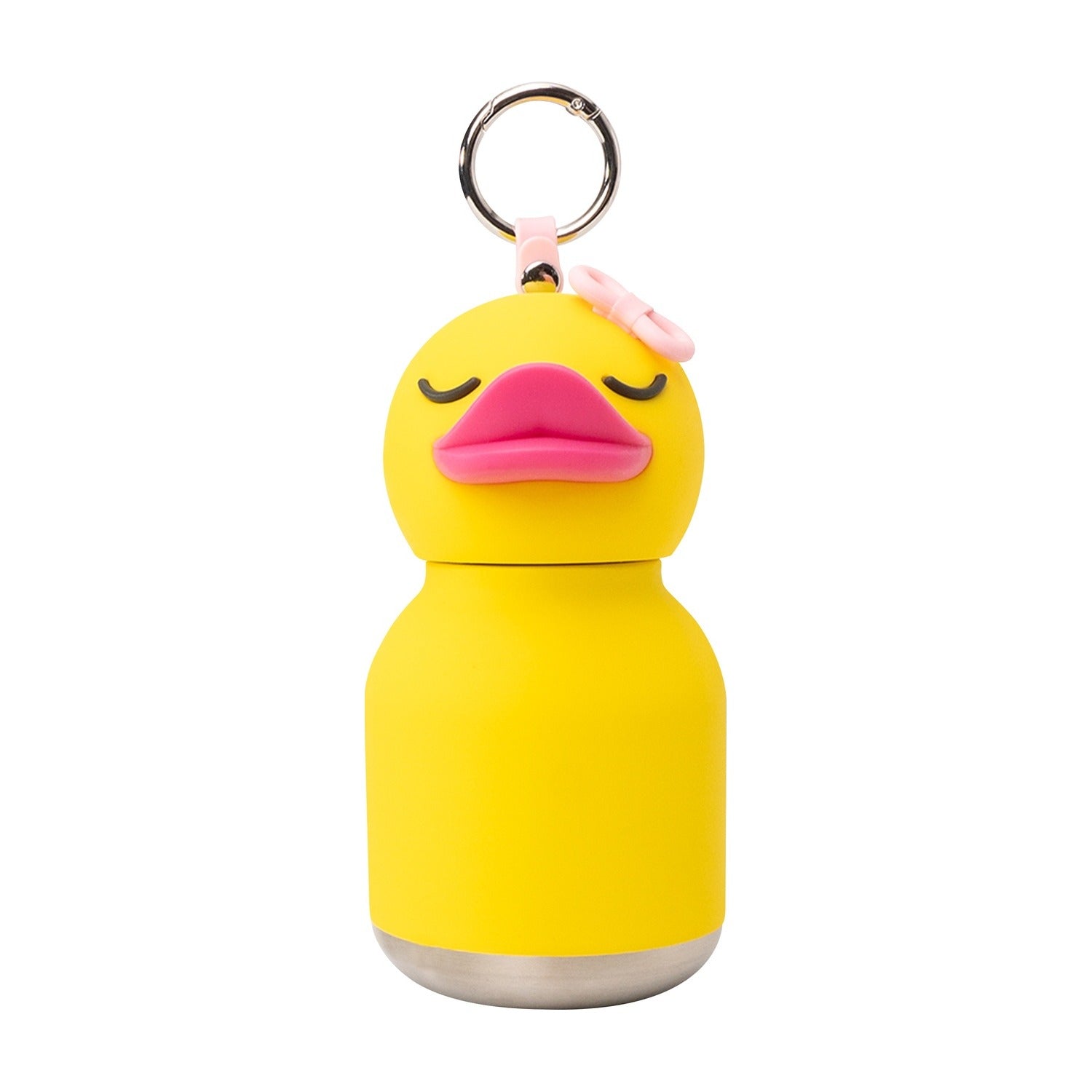 Asobu Mini Bestie Thermosfles Eend - 200 ml op witte achtergrond, met sleutelhanger