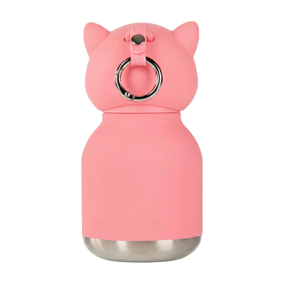 Asobu Mini Bestie Thermosfles Roze Vos - 200 ml op witte achtergrond, met losse onderdelen