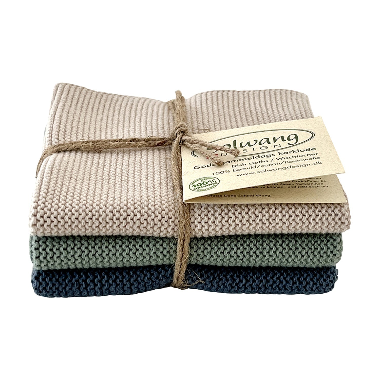 Solwang Design Vaatdoekjes set van 3 - Nordic Breeze op witte achtergrond