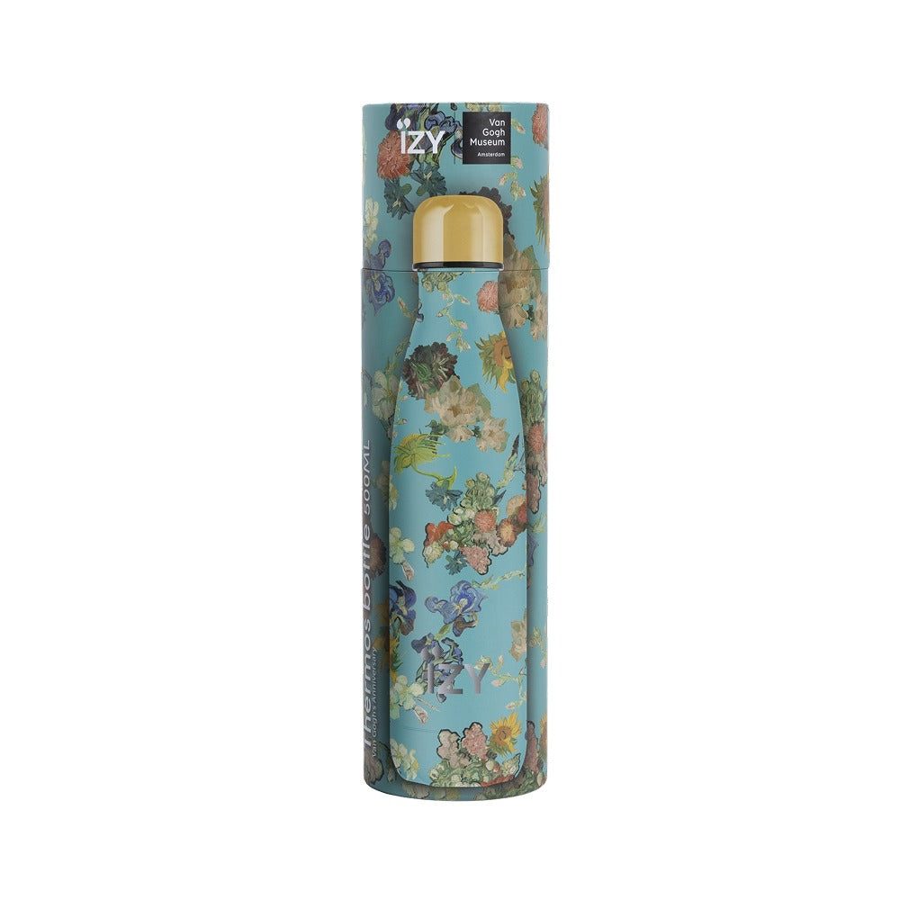 IZY-thermosfles met blauw bloemenmotief van Van Gogh in Van Gogh Museum-verpakking