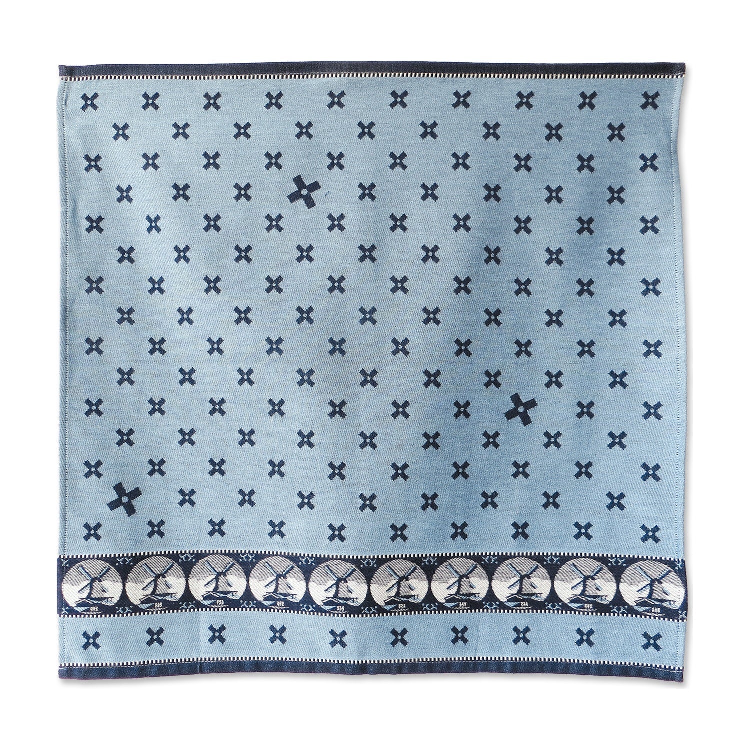 Mariëtte Wolbert Theedoek - Woven Windmill Blauw op witte achtergrond