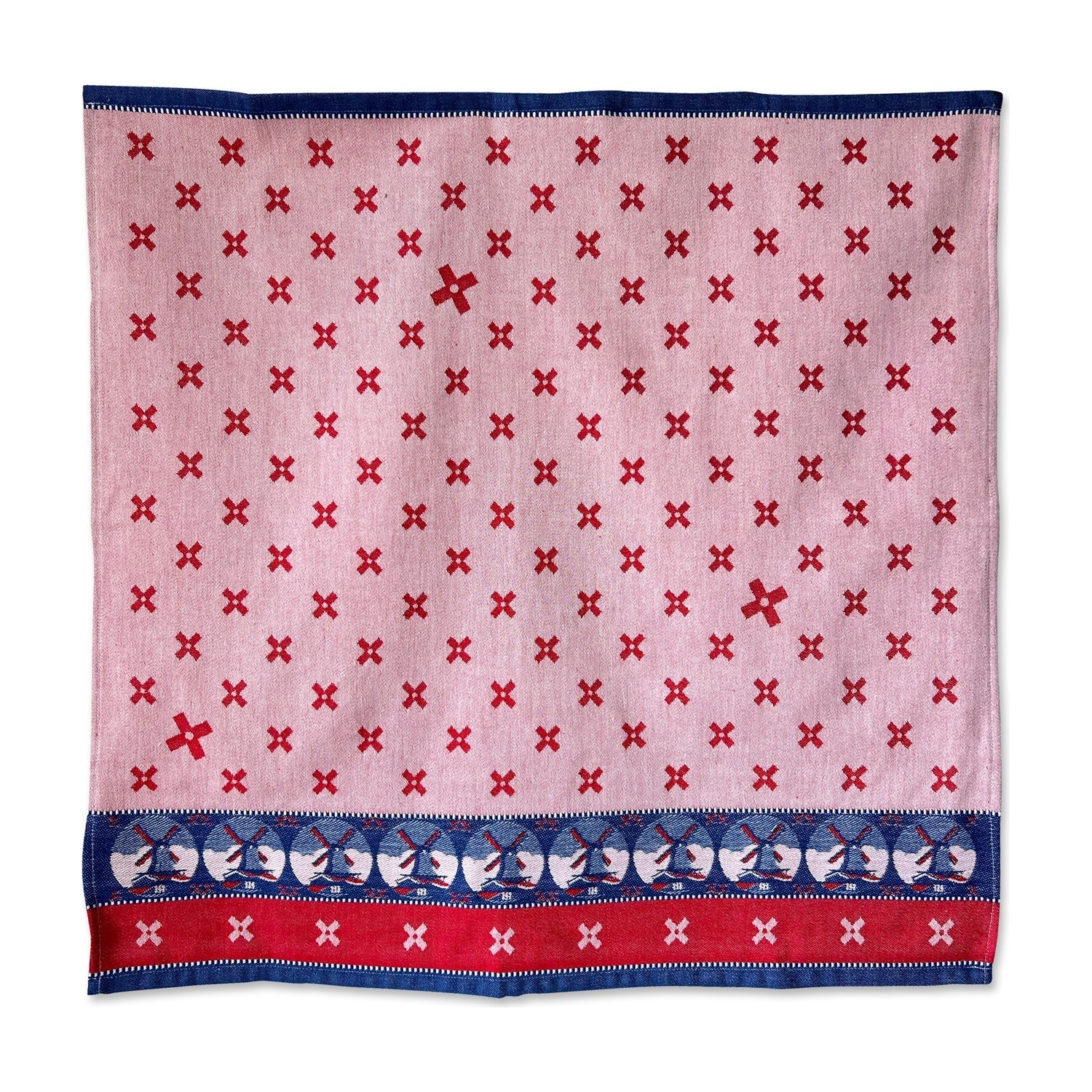 Mariëtte Wolbert Theedoek - Woven Windmill Rood op witte achtergrond
