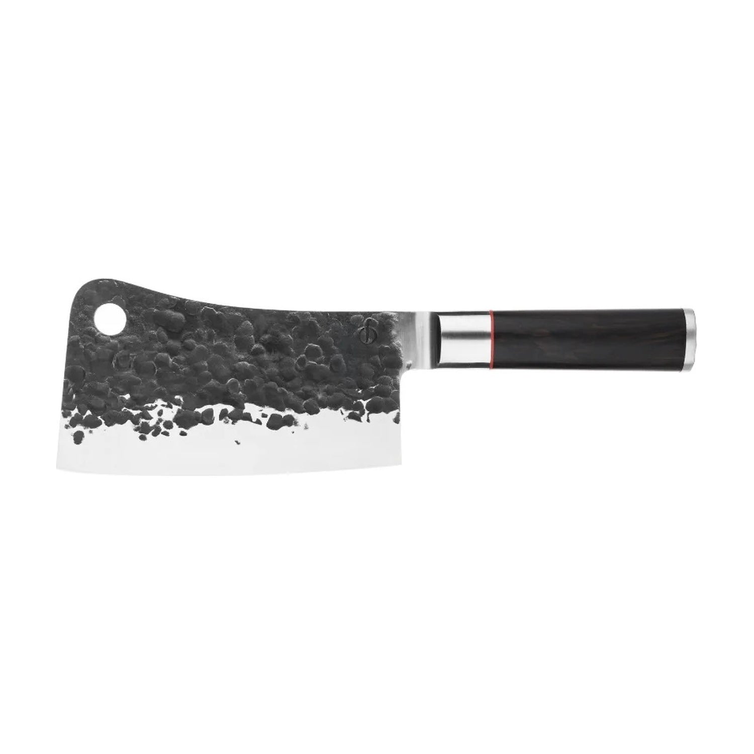 Forged Sebra hakmes met donkerhouten handvat op wit