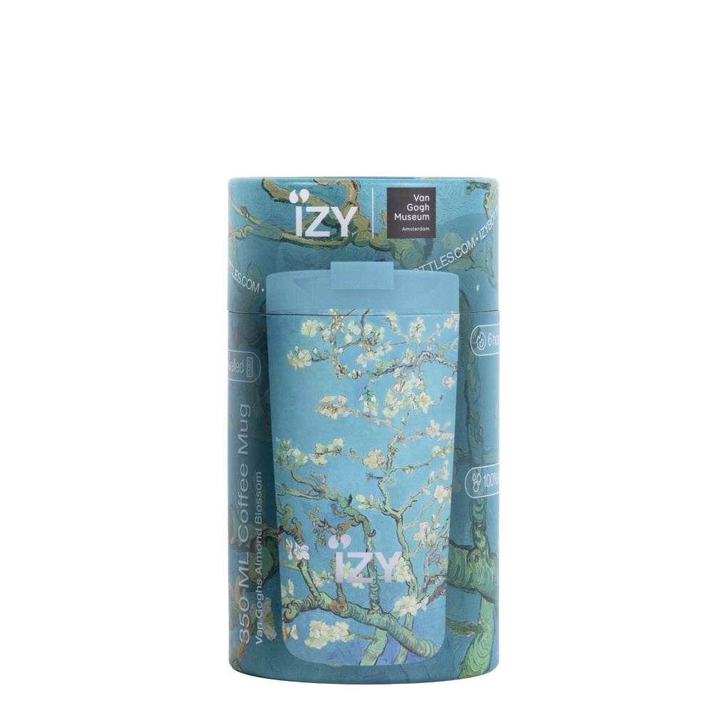 Verpakking van de IZY Thermosbeker Amandelbloesem Van Gogh - 350 ml, met Van Gogh Museum-branding