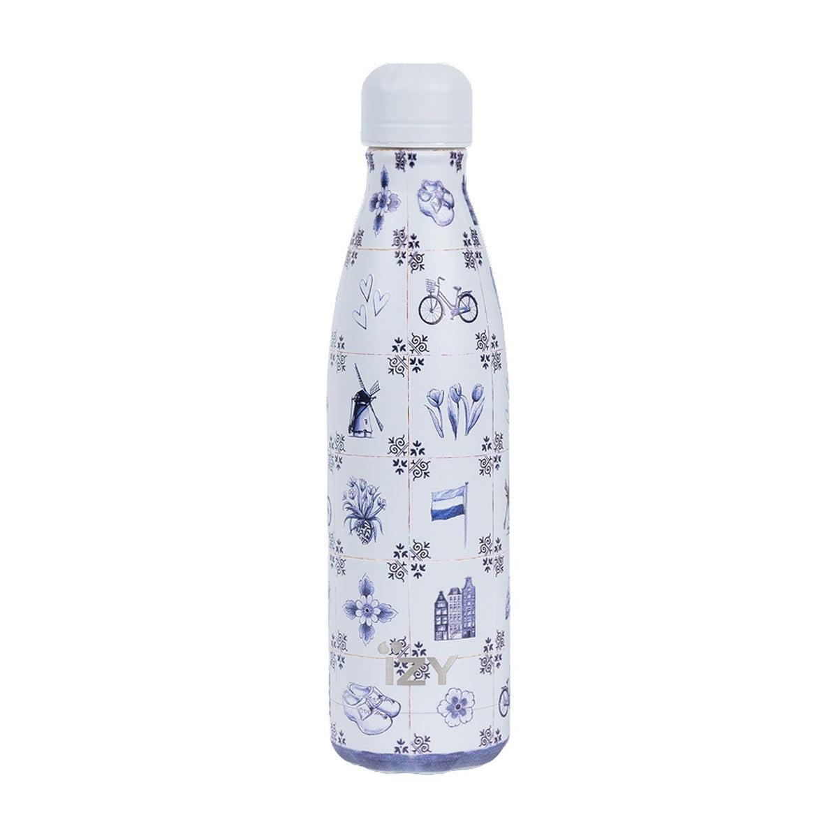 IZY Thermosfles Dutch Tiles - 500 ml op witte achtergrond