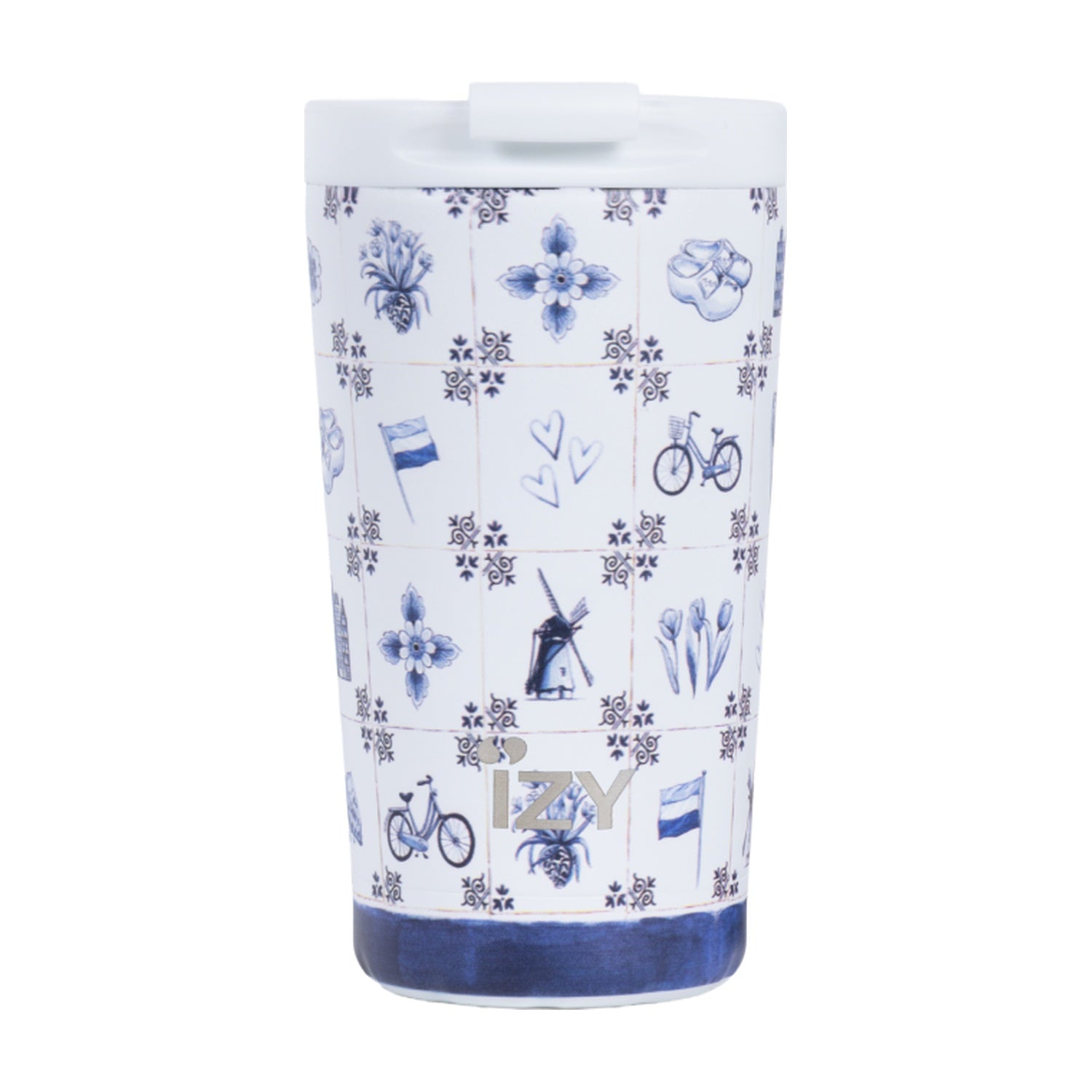 IZY Thermosbeker Dutch Tiles - 350 ml op witte achtergrond