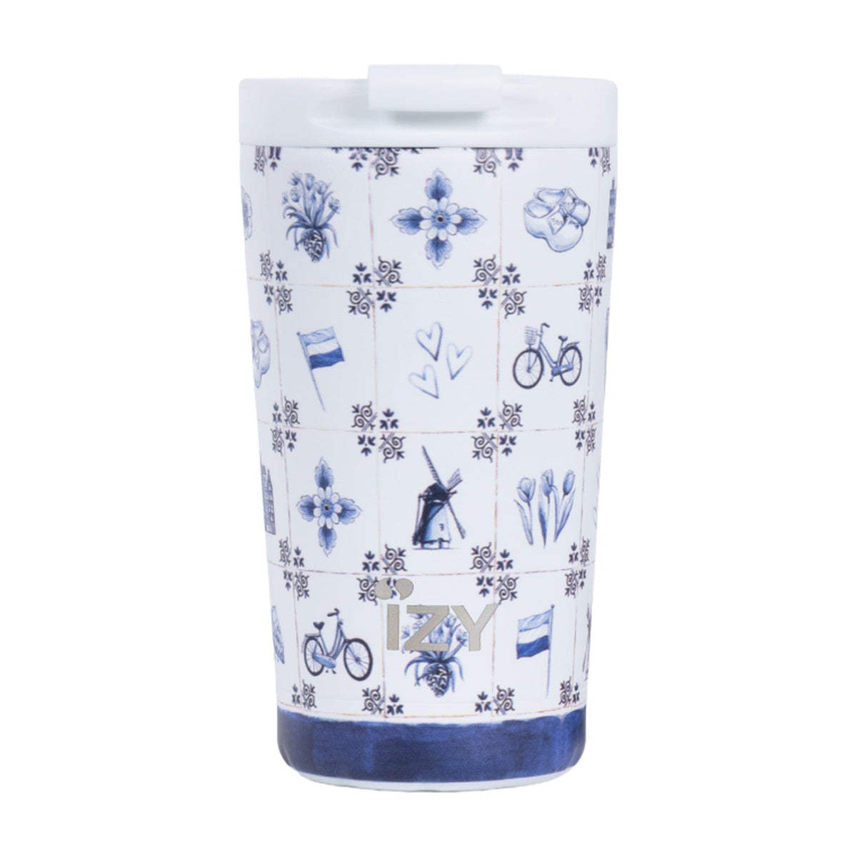 IZY Thermosbeker Dutch Tiles - 350 ml op witte achtergrond