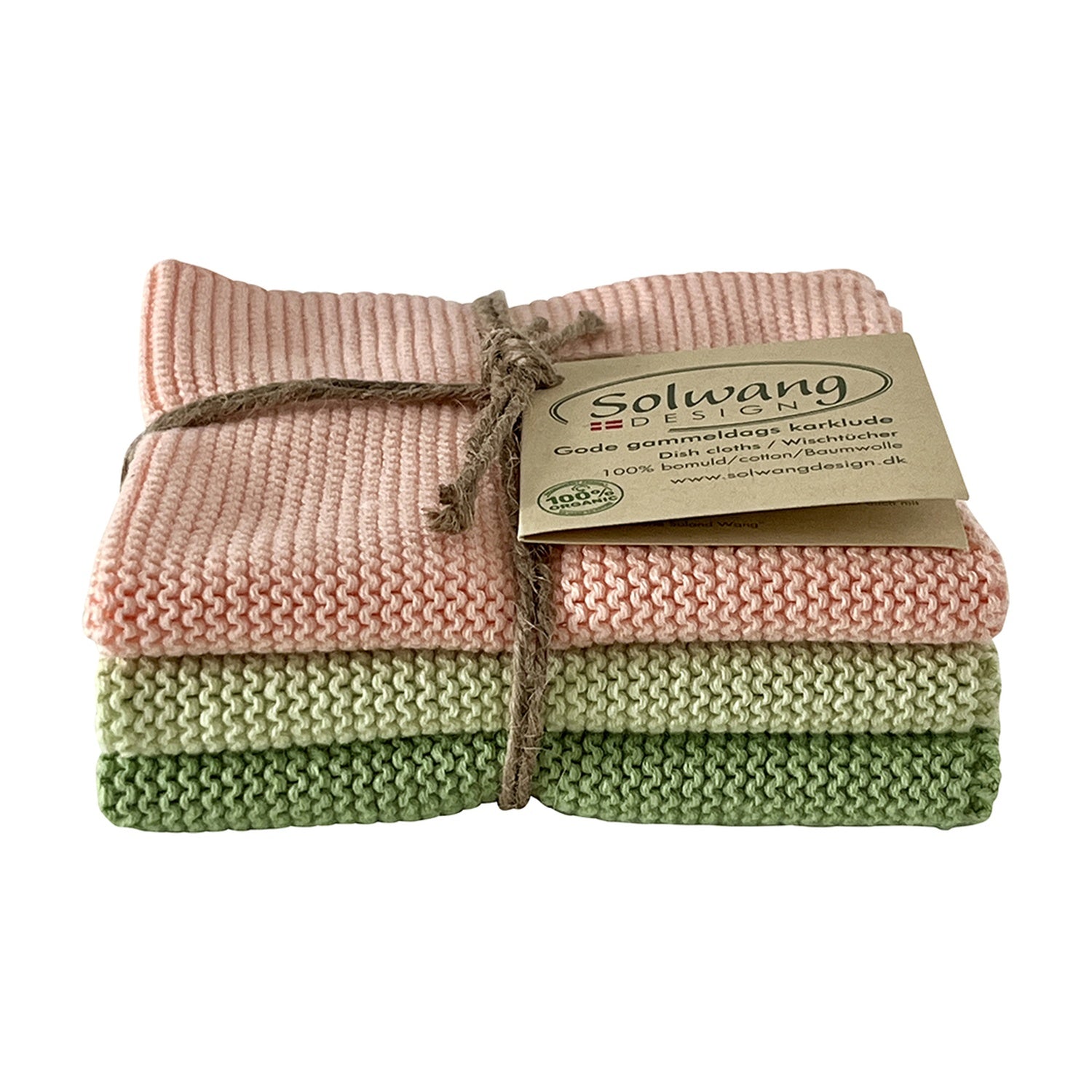 Solwang Design Vaatdoekjes set van 3 - Papaya Combi op witte achtergrond