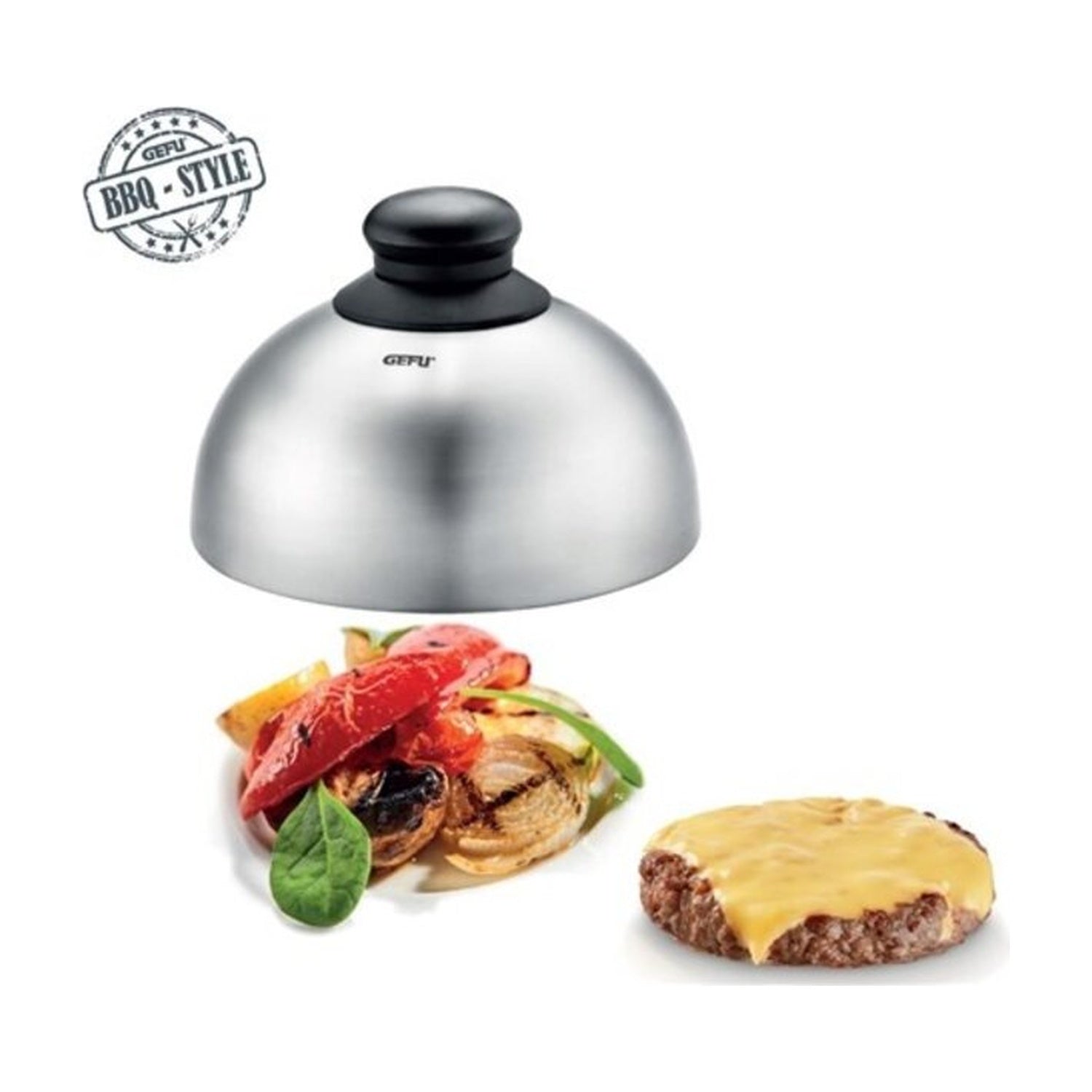 GEFU Hamburger- en Kaassmeltdeksel op witte achtergrond