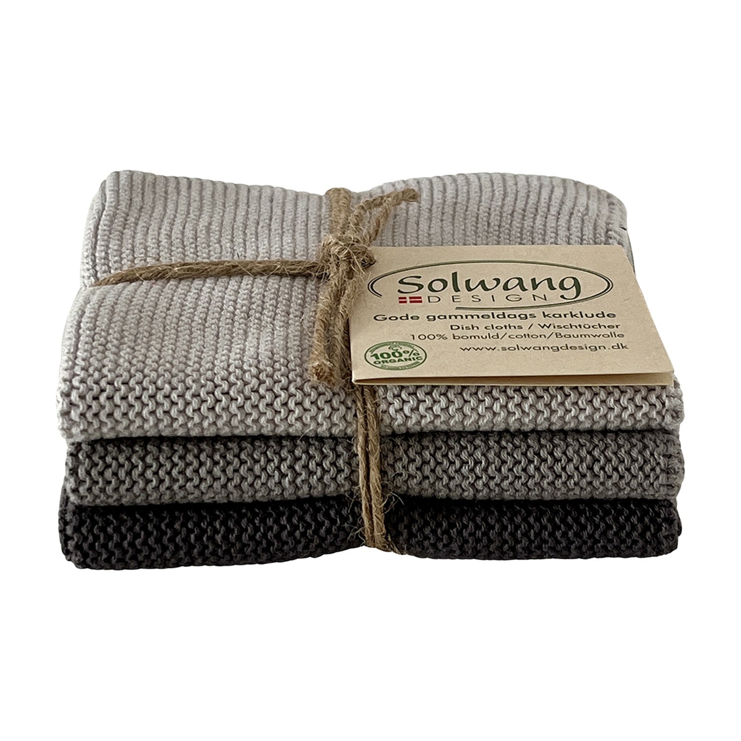 Solwang Design Vaatdoekjes set van 3 - Staalgrijs Combi op witte achtergrond