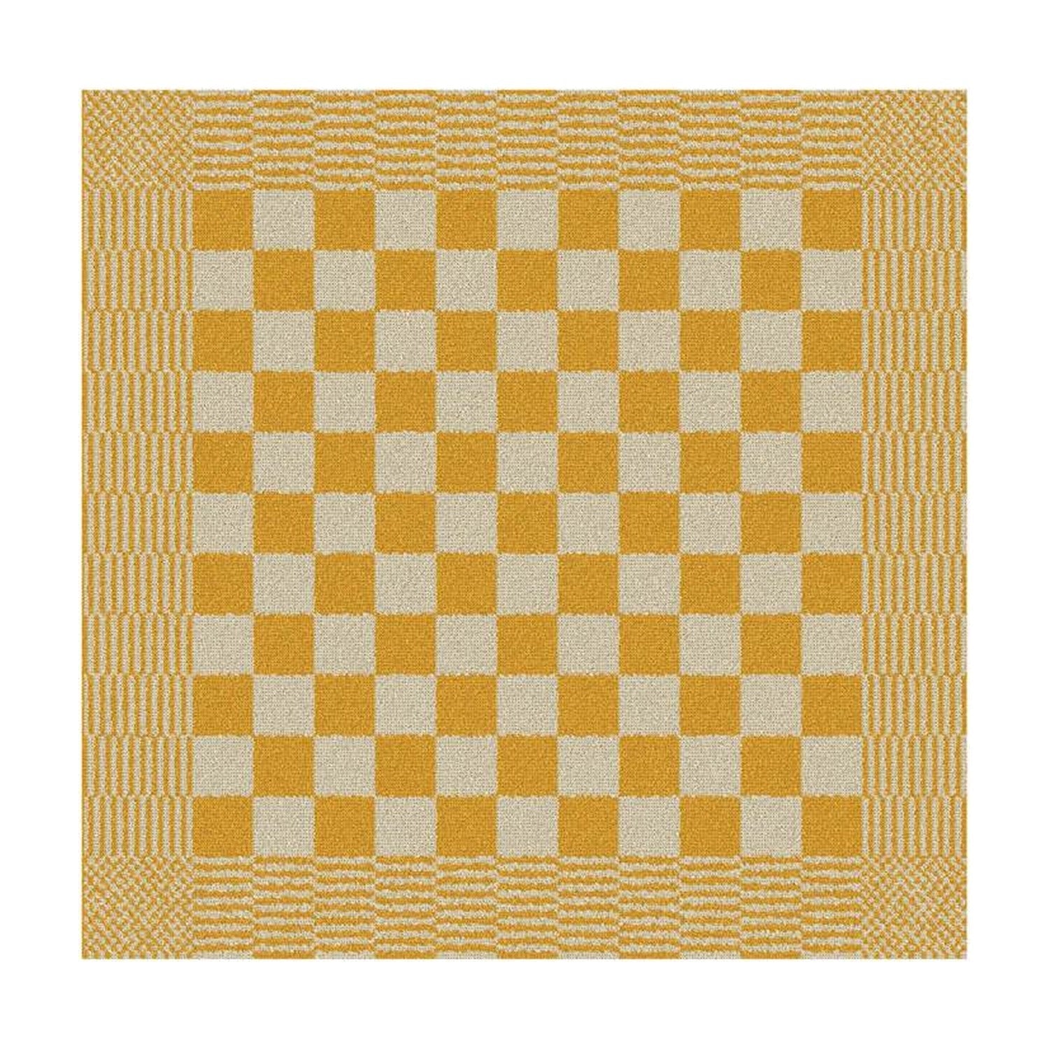 DDDDD Keukendoek - Blok Geel op witte achtergrond