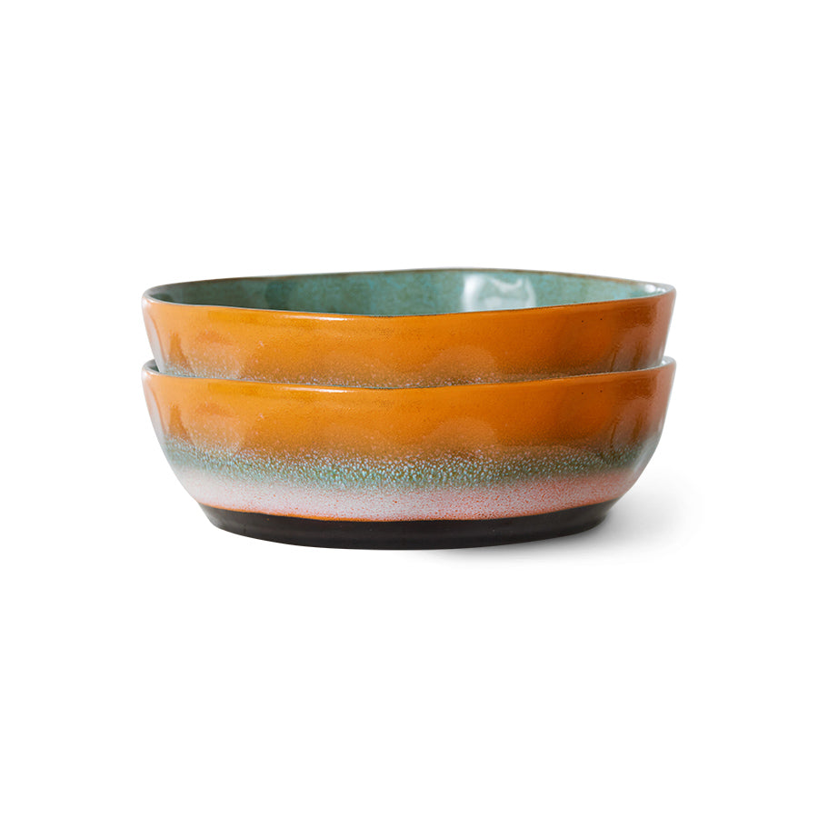 HKLiving 70's Pasta Bowl - Golden Hour op witte achtergrond