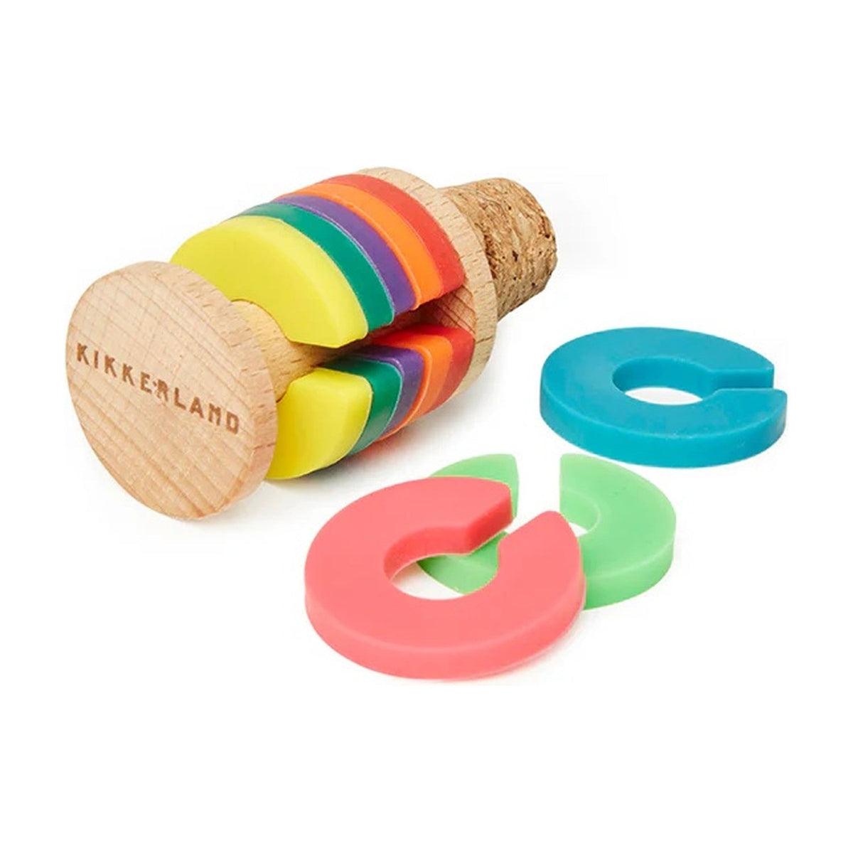 Kikkerland Wijnmarkers met Stopper - Regenboog op witte achtergrond