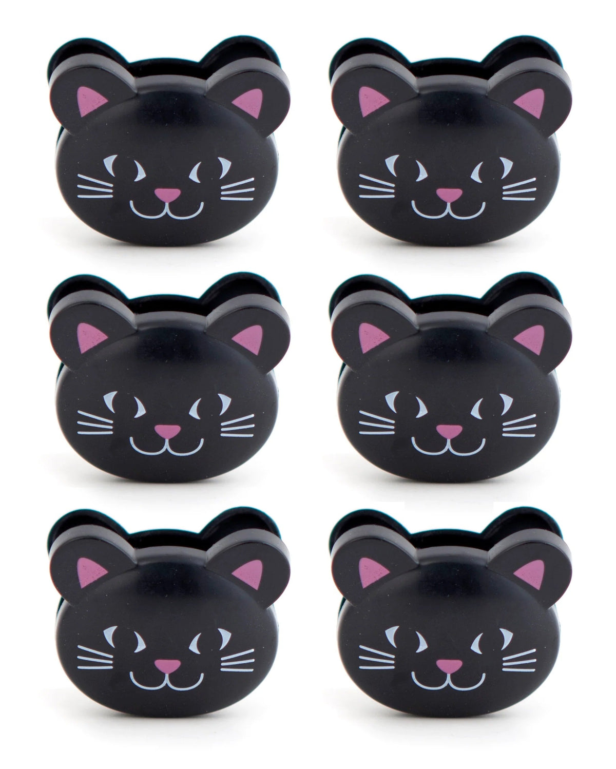 Kikkerland Bagclips Zwarte Kat - 6 stuks op witte achtergrond