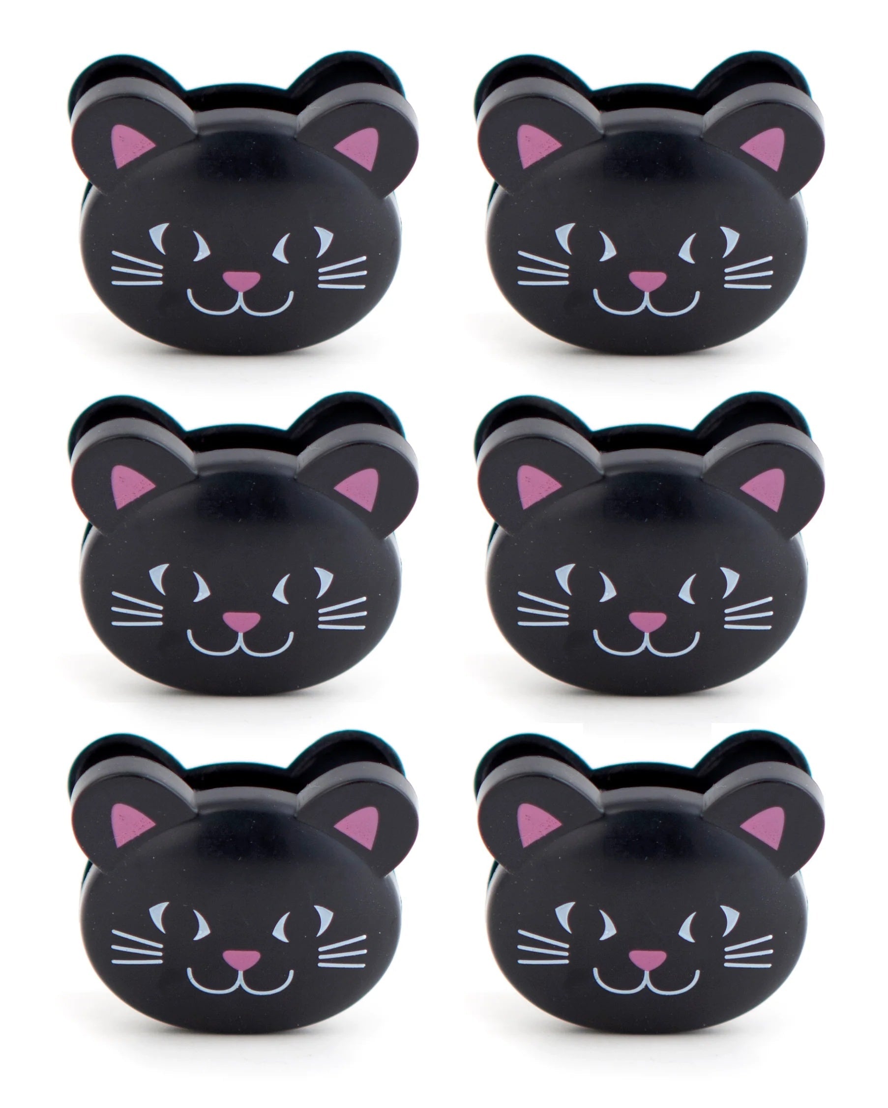 Kikkerland Bagclips Zwarte Kat - 6 stuks op witte achtergrond