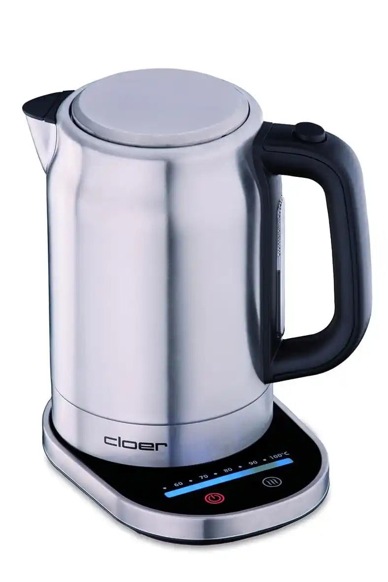 Cloer Waterkoker Touch 1,7 liter, RVS met zwarte handgreep en voet met temperatuurbalk van 60 tot 100 °C