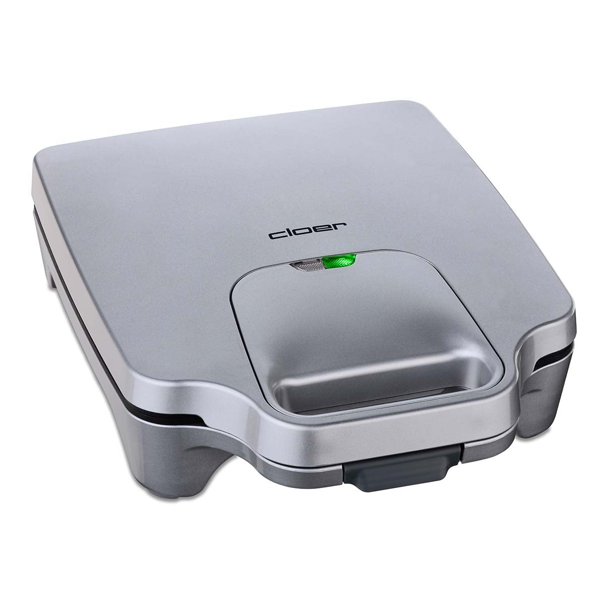 Cloer Sandwichmaker XXL 4 sneetjes - Zilver op witte achtergrond