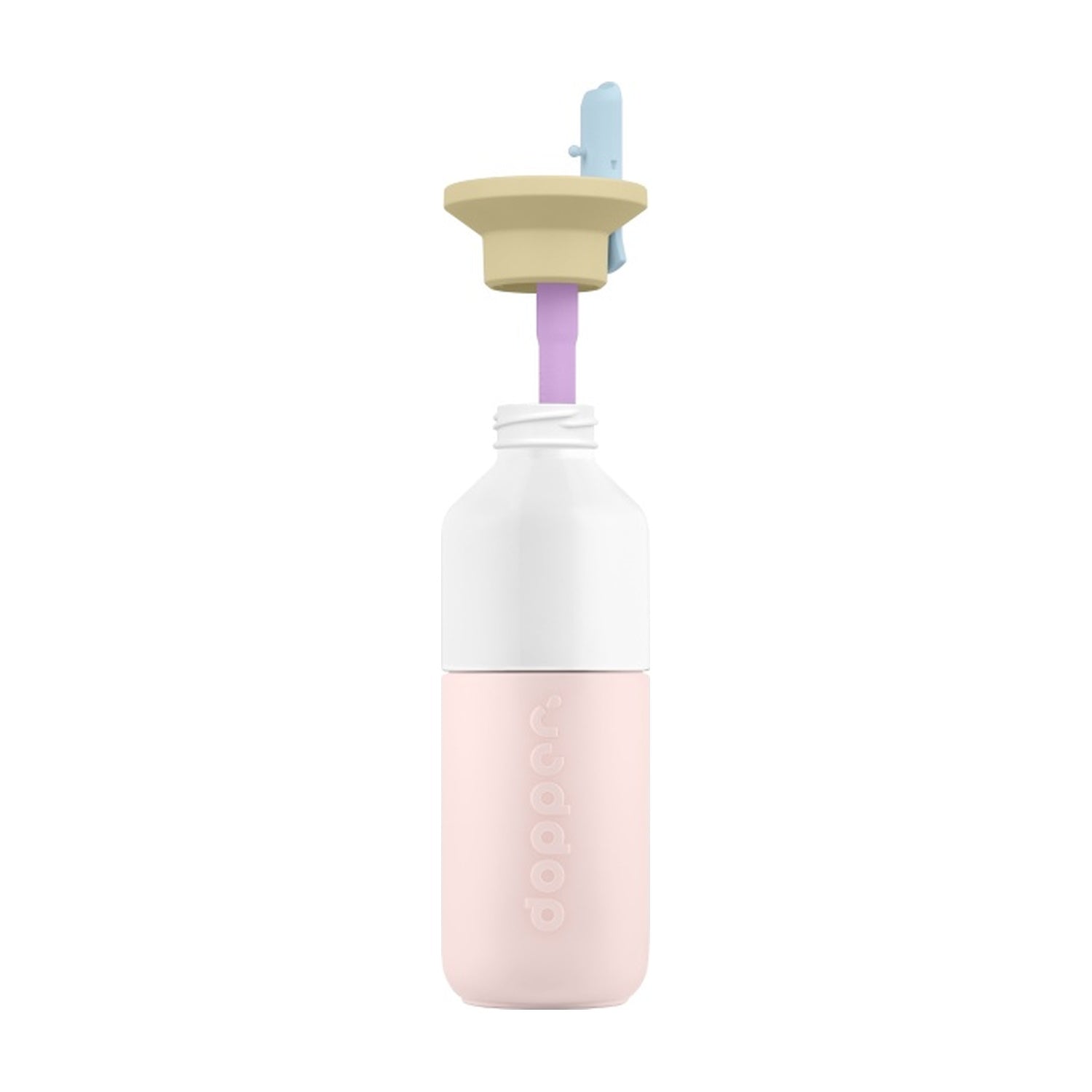 Dopper Steel Soft Pink x Flip Straw - 350 ml op witte achtergrond