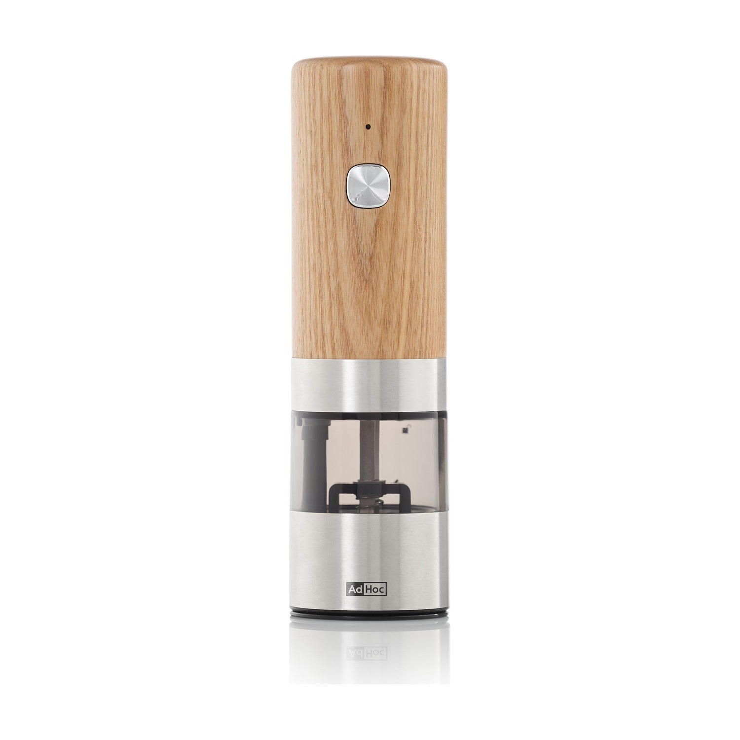 AdHoc Peper- en Zoutmolen Elektrisch Essenhout - 17 cm op witte achtergrond