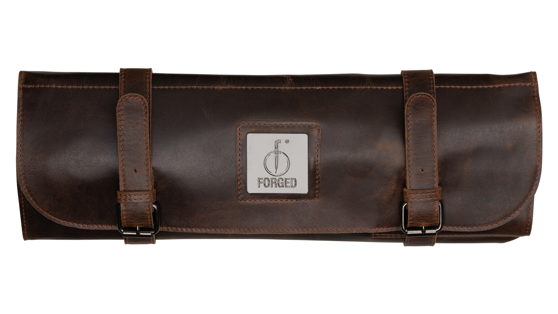 Forged Foedraal Bruin Leder op witte achtergrond