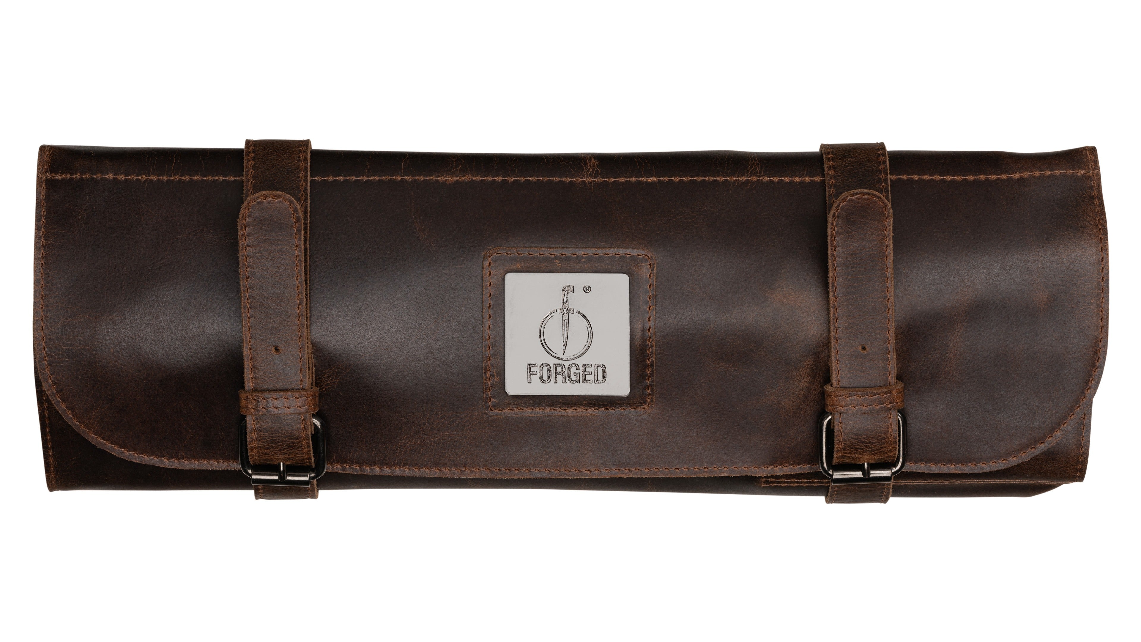 Forged Foedraal Bruin Leder op witte achtergrond